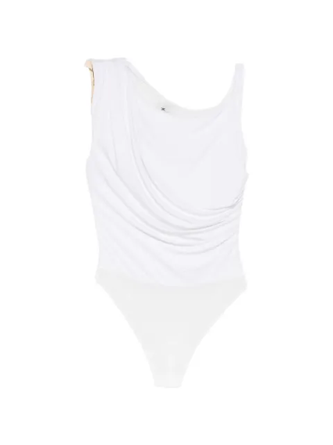 Elisabetta Franchi bodysuit in jersey fabric with jewel shoulder detail White BO01361E2