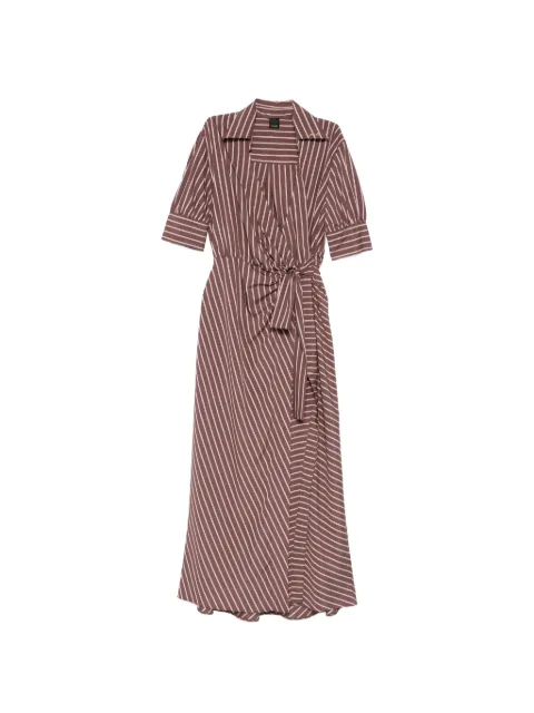 PINKO long wrap dress with striped pattern Brown 106669A33Q