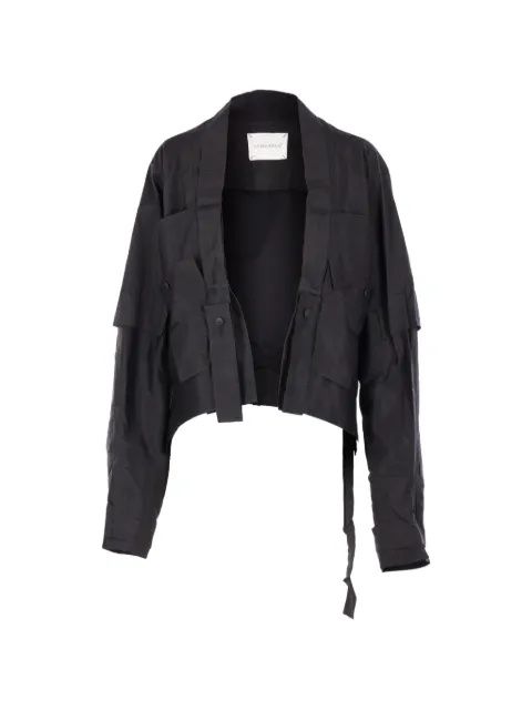 YEHUAFAN deconstructed asymmetric silk jacket Black C9000067