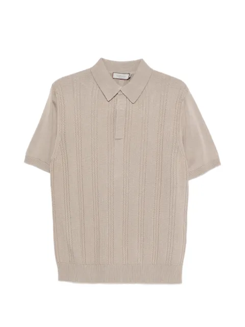 Canali textured knitted polo shirt Brown C1177MK02463