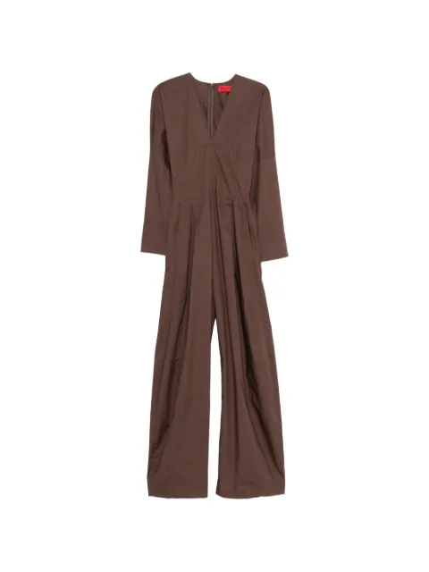 THELATEST V-neck long-sleeve jumpsuit Brown TLW03123T0160LNTP