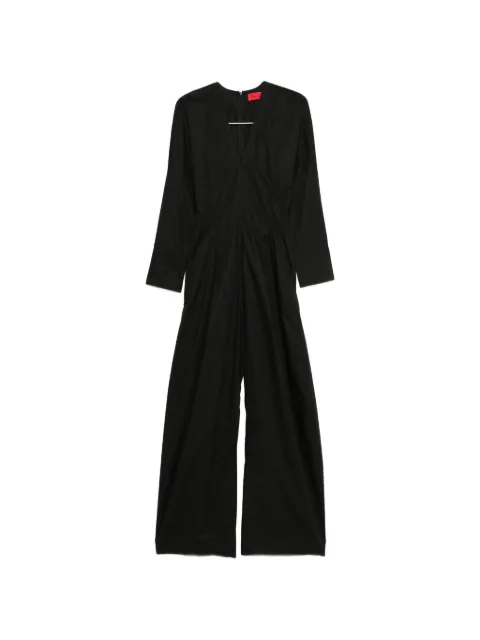 THELATEST V-neck long-sleeved jumpsuit Black TLW03123T0160LNTP