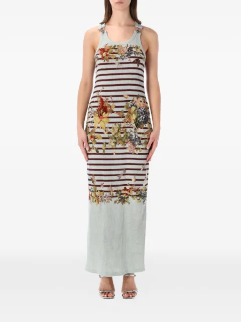 Jean Paul Gaultier striped floral-print dress Neutrals DR120J041P5690