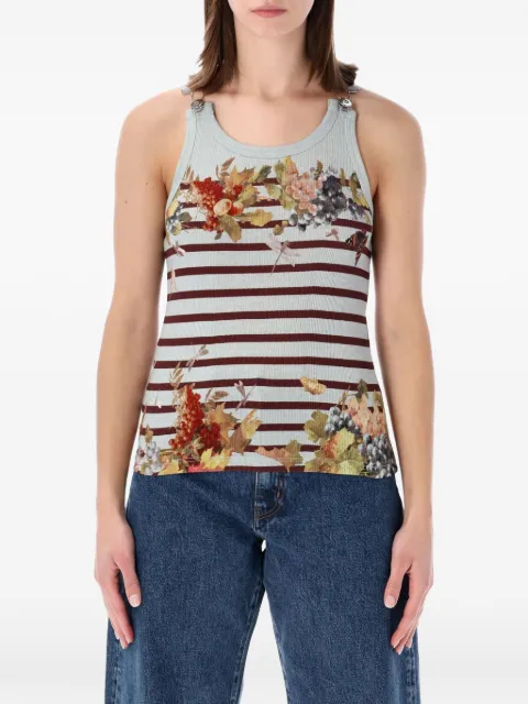 Jean Paul Gaultier ribbed floral tank top Blue TO428J041P