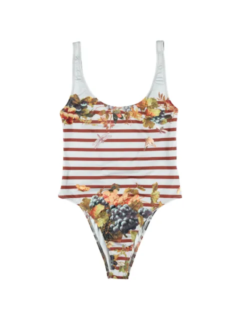 Jean Paul Gaultier striped floral swimsuit White 2601WSW101J037P