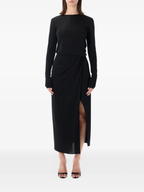 THE ANDAMANE long-sleeves slit midi dress Black T190149ATJP073