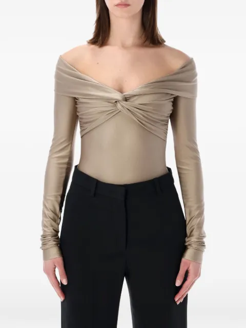 THE ANDAMANE long-sleeves knot bodysuit Neutrals T190714ATJP062