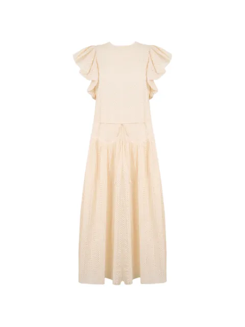 Ulla Johnson Sylvaine ruffled midi dress Neutrals PS260166
