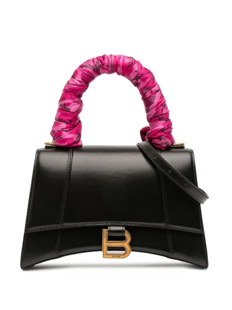 Balenciaga Pre-Owned 2020 Small Shiny Box Calfskin Hourglass Top Handle Bag satchel Black IZRP0Y2ET0L4UGRK