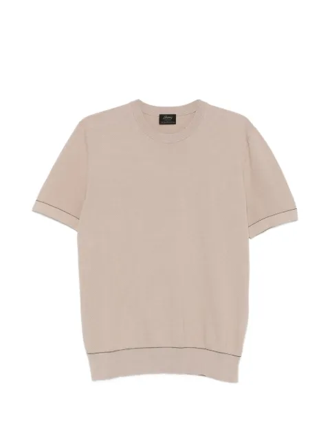 Brioni contrast-trim T-shirt Neutrals UMR00LP0K15