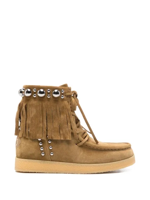 Valentino Garavani fringed-upper studded ankle boots Brown WS0NV0IGL