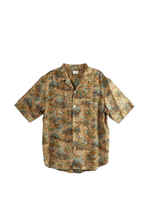 Saint Laurent abstract-print short-sleeve shirt Brown 860621Y2N18