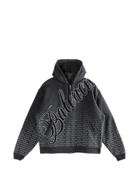 Balenciaga logo-detail zip-fastening hoodie Black 850338TTVN8