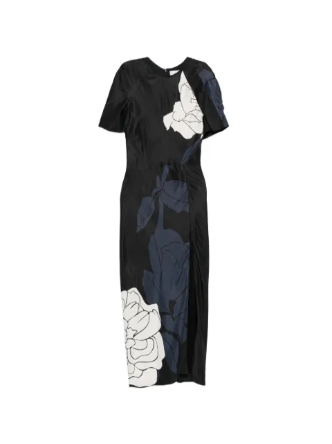 Victoria Beckham floral-print split-hem midi dress Black 1126WDR007035C