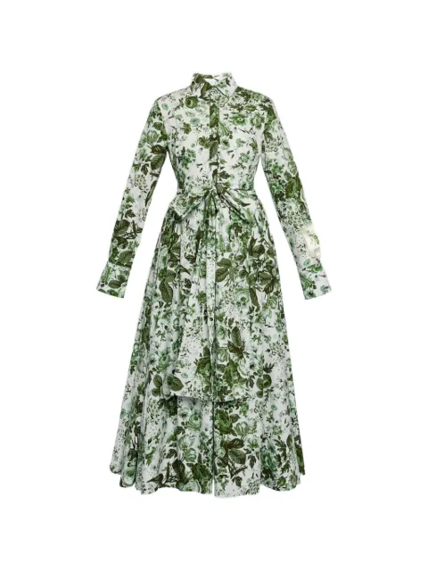 ERDEM leaf print tie midi dress White 20YD15351053011