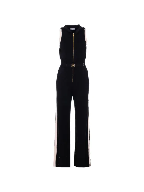 Elisabetta Franchi knit fabric jumpsuit with shiny viscose bands Black KT68S61E2