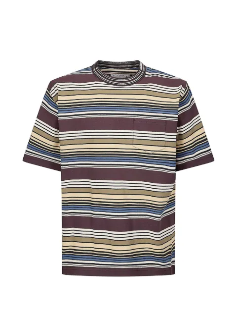 sacai horizontal stripe T-shirt Brown 2603985M