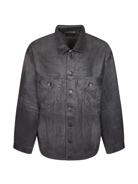 Balenciaga oversized logo-print denim jacket Grey 850709TTW551009