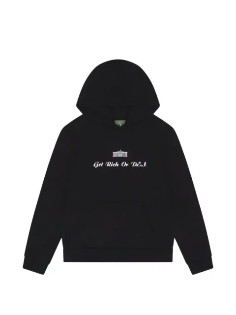 Denim Tears Get Rich or DEI embroidered hoodie Black DT342