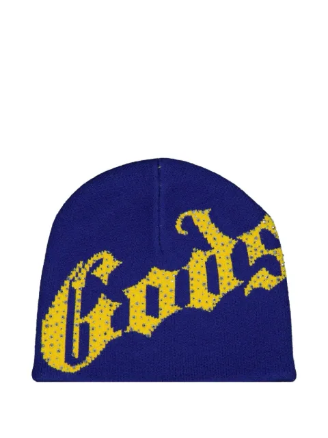 GODSPEED logo studded beanie hat Blue ZD8ISH5W