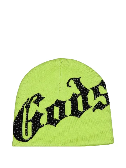 GODSPEED logo-studded beanie hat Green MO552A0M