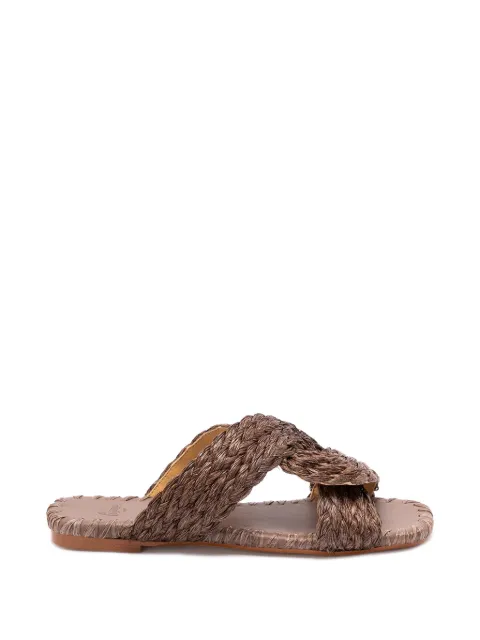Castañer Padme/258 braided raffia flat sandals Brown 026145