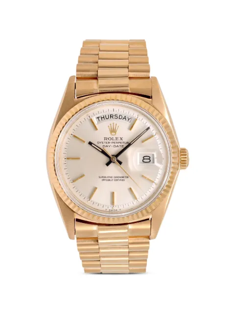 Rolex gold fluted Day-Date 36mm watch Silver 1803