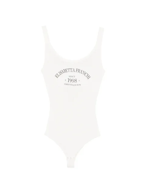 Elisabetta Franchi knit bodysuit with printed logo White BK81Q61E2