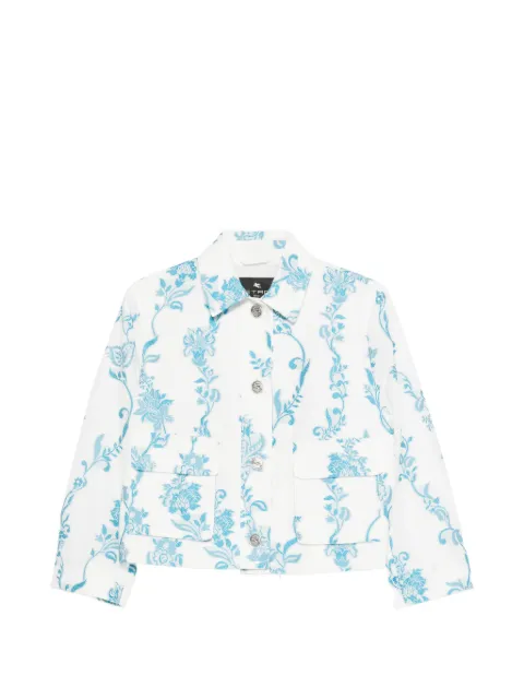 ETRO floral-embroidered patch-pockets jacket White WRBA004099TJEK8