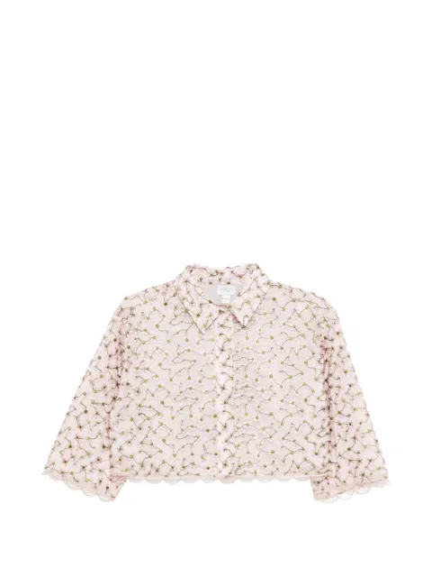 Giambattista Valli floral-embroidered cropped shirt Pink 26SSPVCA109445RIC