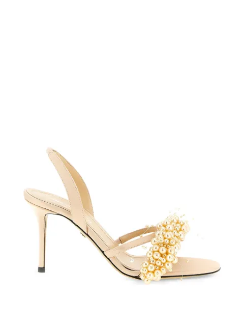 MACH & MACH pearl-band satin sandals Neutrals SS26S100285CRPLGD