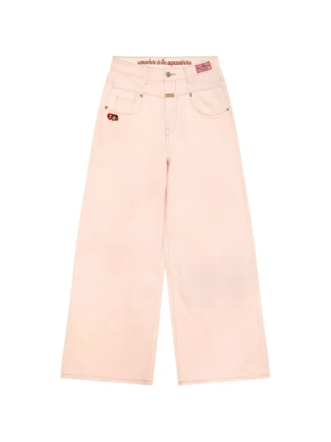 AAPE BY *A BATHING APE® embroidered wide-leg trousers Pink APTD619XAQ