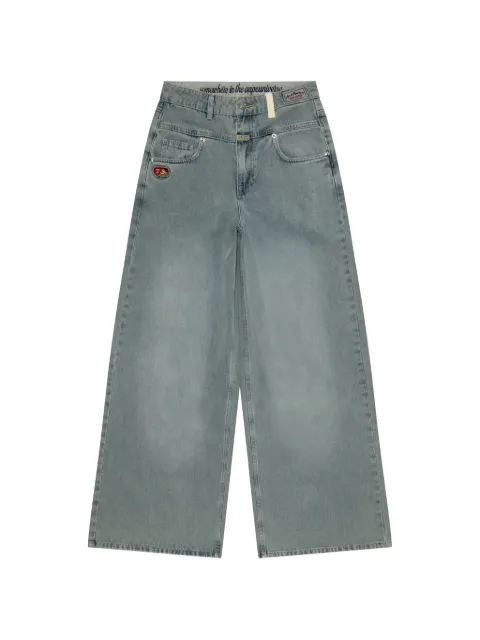AAPE BY *A BATHING APE® embroidered wide-leg jeans Blue APTD619XXQ