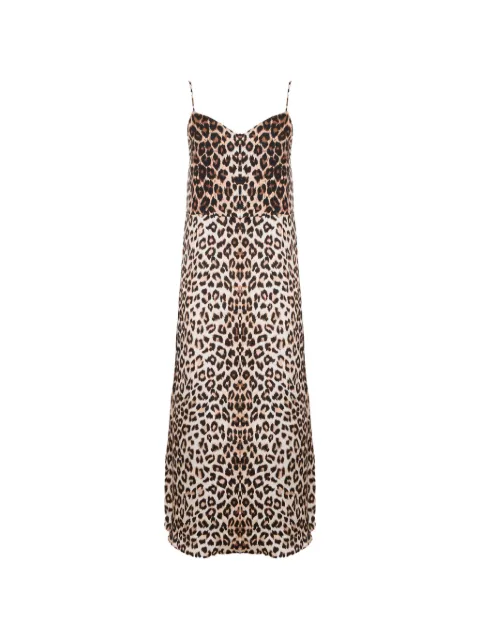 La Prestic Ouiston Petula leopard V-neck dress Brown PERMWDR44A