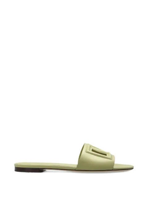 Dolce & Gabbana calfskin slides with DG Millennials logo Green CQ0436AY329