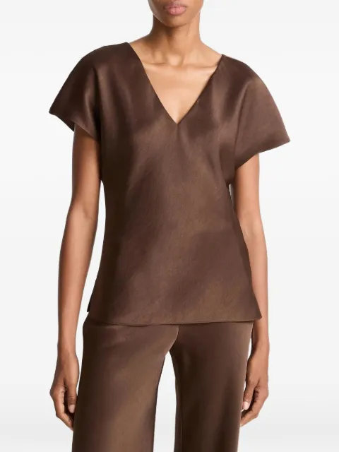 Vince cap-sleeve V-neck blouse Brown V132913142