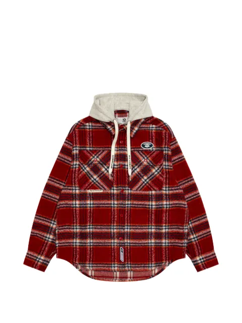 AAPE BY *A BATHING APE® hooded checked shirt Red AST8549XXQ