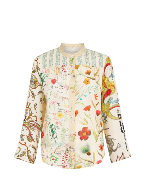La Prestic Ouiston mandarin-collar print shirt Neutrals SP26WSH12A