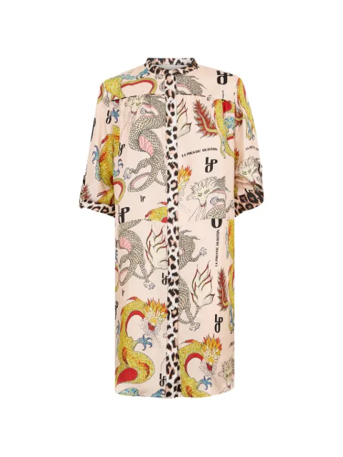 La Prestic Ouiston dragon-print shirt dress Pink SP26WDR02A
