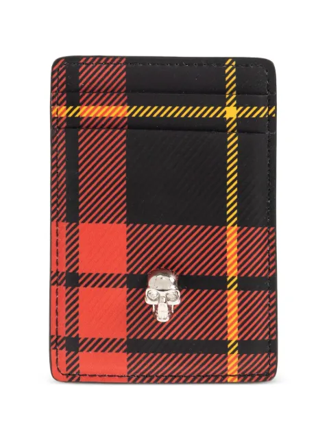 Alexander McQueen Tartan-pattern magnetic cardholder Black 8585881MAD3