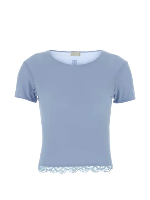 Magda Butrym lace-trim T-shirt Blue 195426
