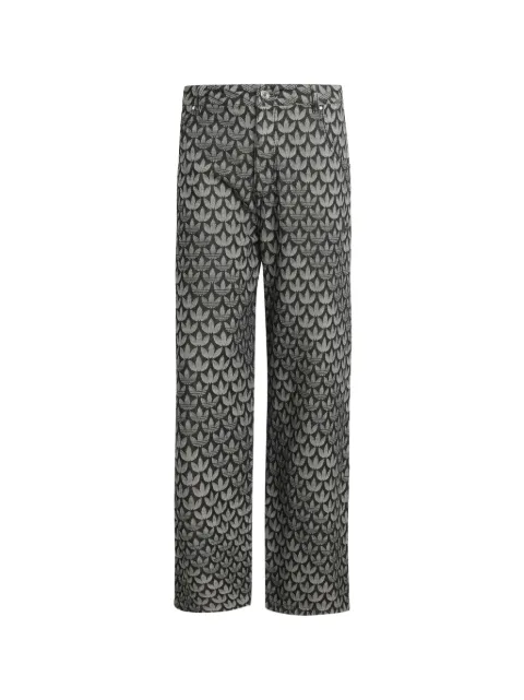 adidas monogram-print jeans Black KC6380