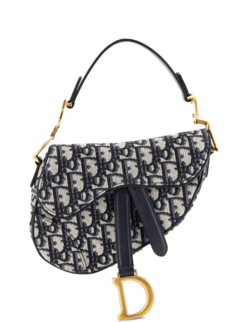 Christian Dior Pre-Owned Saddle Handbag Oblique Canvas Mini shoulder bag Blue QUQHN42UK3BSYYJ8