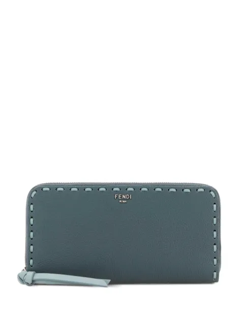 FENDI large Peekaboo stitched leather wallet Blue 8M0517AURN