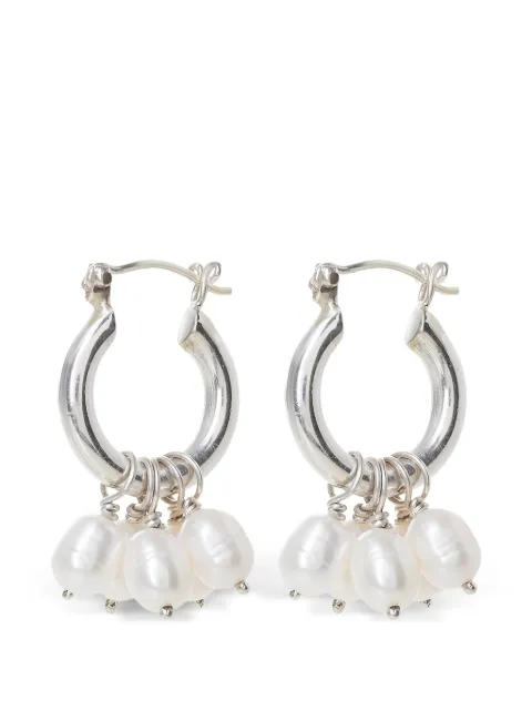 FREYA ROSE Mini Hoops pearls earrings Silver SMHWDP