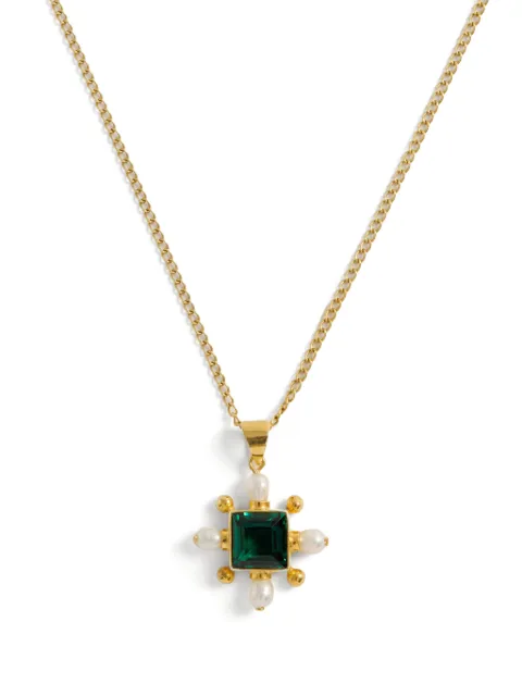 FREYA ROSE cross-charm necklace Gold GREENQUARTZCROSSNECKLACE