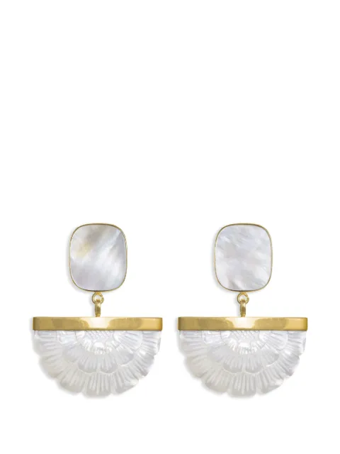 FREYA ROSE hand carved mother of pearl rose earrings White HANDCARVEDMOFPROSEDROPS