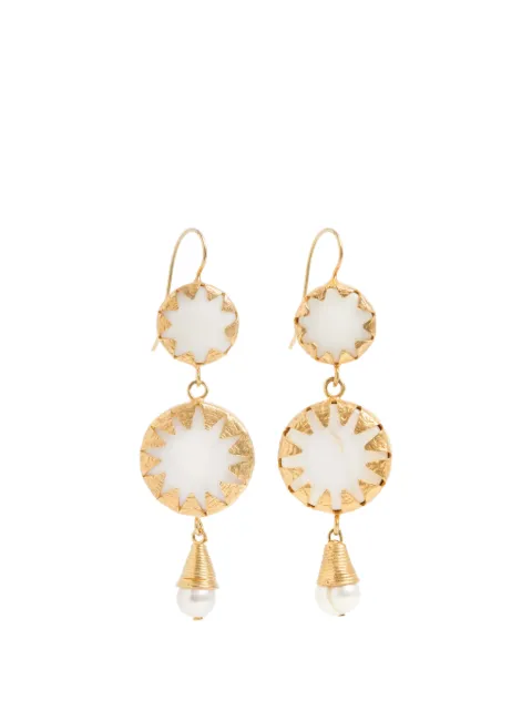 FREYA ROSE Warrioress Medallion drop-design earrings Gold WARRIORESSMEDALLIONEARRINGS