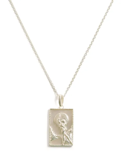 FREYA ROSE rectangle woman moon necklace Silver RECTANGLESILVERWOMANMOONNECKLACE