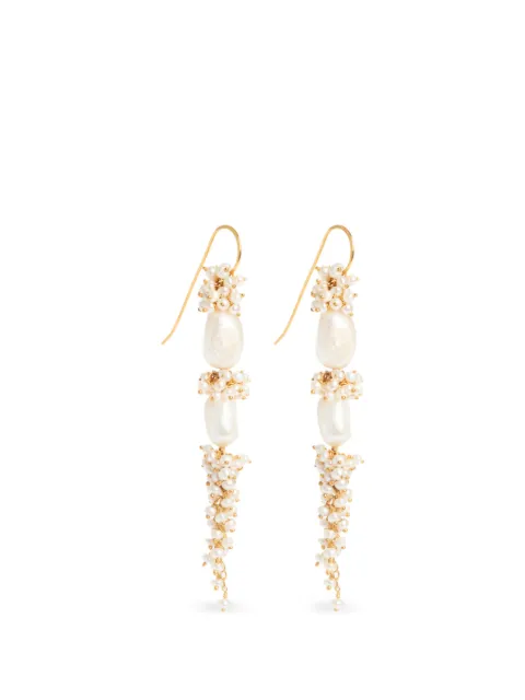 FREYA ROSE Baroque long-drop-design earrings Gold BAROQUEPEARLLONGDROPS